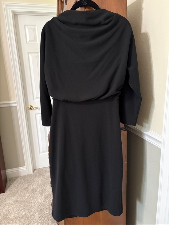 Dillards Dresses & Skirts - *Dillards Elegant Black Crepe Draped 3/4 Sleeve Dress Minimalist Modest